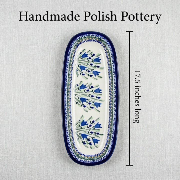 Zaklady Blue Tulip Large Serving Piece — Polish Pottery