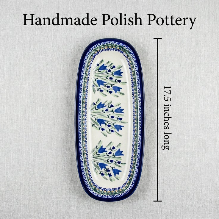 Detail image of Zaklady Blue Tulip Large Serving Piece — Polish Pottery