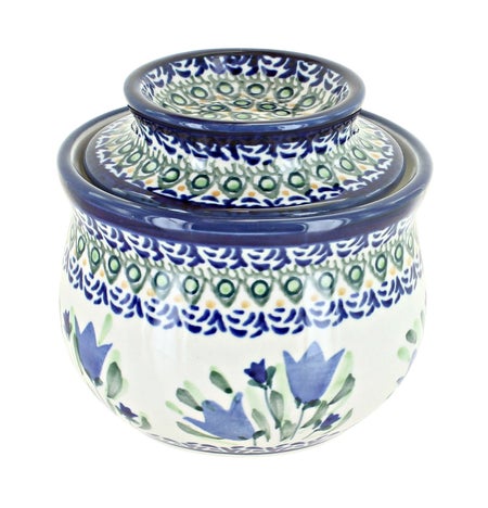 Zaklady Blue Tulip Butter Dish — Polish Pottery