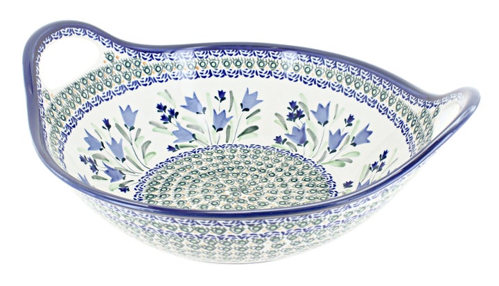 Zaklady Blue Tulip Large Serving Piece — Polish Pottery