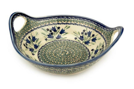 Zaklady Blue Tulip Large Serving Piece — Polish Pottery