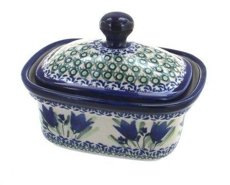 Zaklady Blue Tulip Butter Dish — Polish Pottery