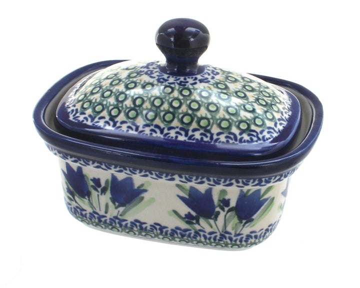 Zaklady Blue Tulip Butter Dish — Polish Pottery