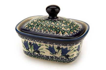 Zaklady Blue Tulip Butter Dish — Polish Pottery