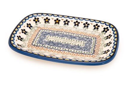 Detail image of Vena Aztec Flower Small Serving Piece — Polish Pottery
