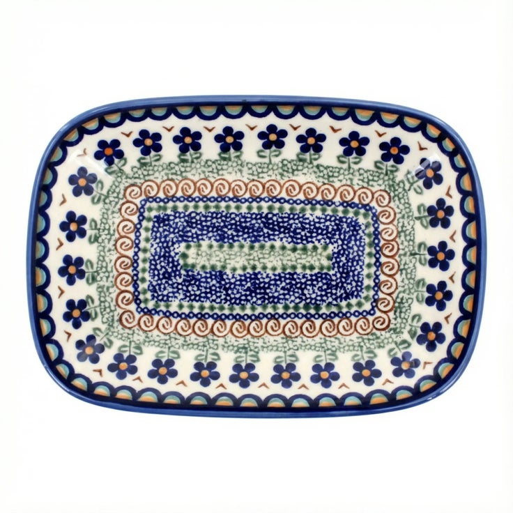 Detail image of Vena Aztec Flower Small Serving Piece — Polish Pottery