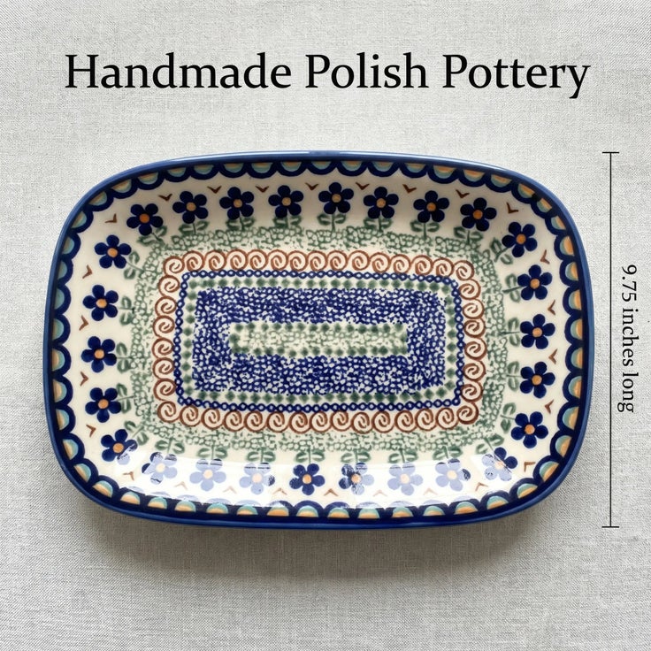 Detail image of Vena Aztec Flower Small Serving Piece — Polish Pottery