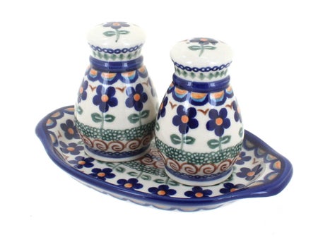 Vena Aztec Flower Salt & Pepper Shaker — Polish Pottery