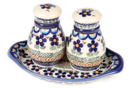 Vena Aztec Flower Salt & Pepper Shaker — Polish Pottery