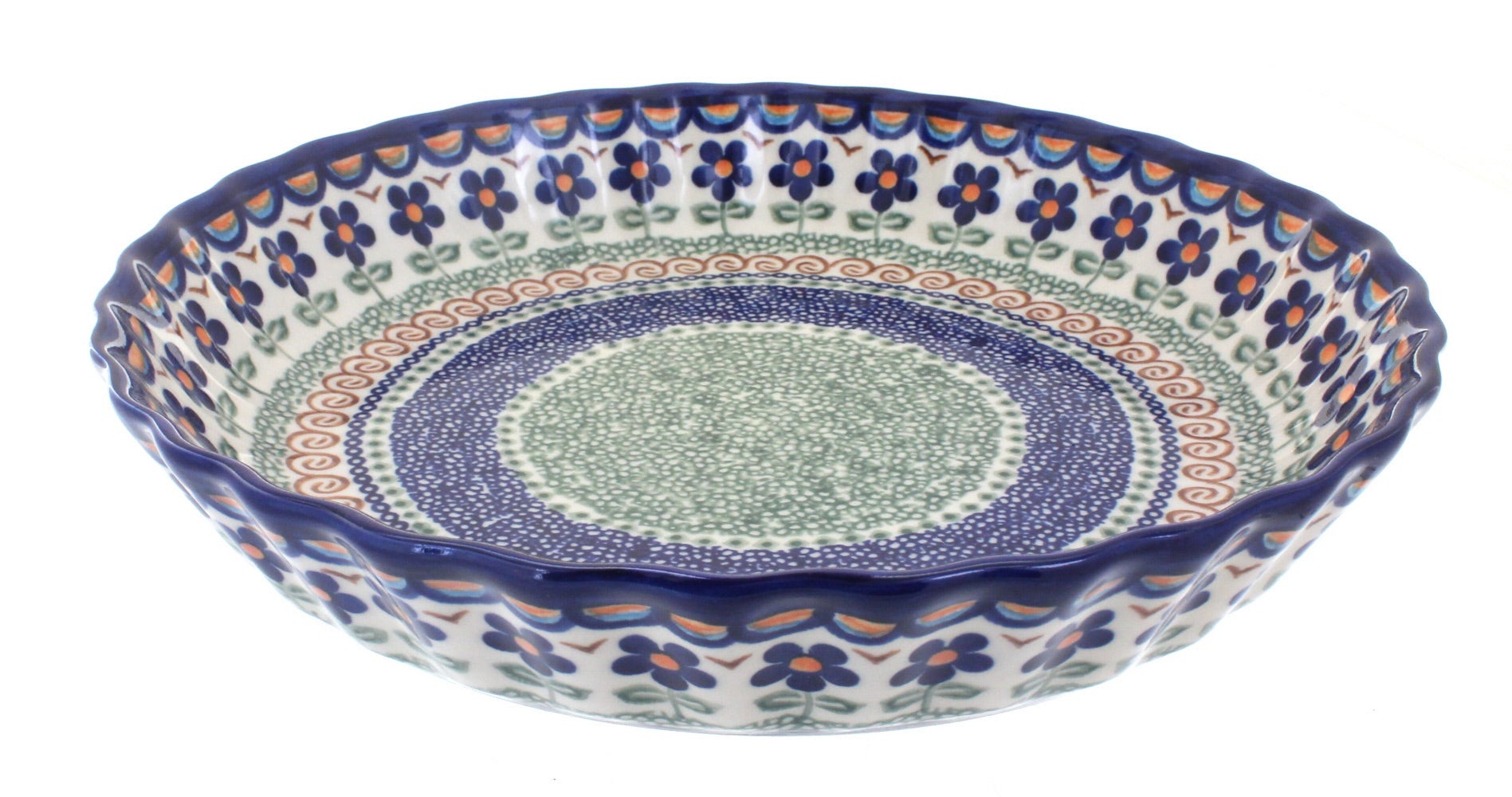 Vena Aztec Flower Pie Plate — Polish Pottery