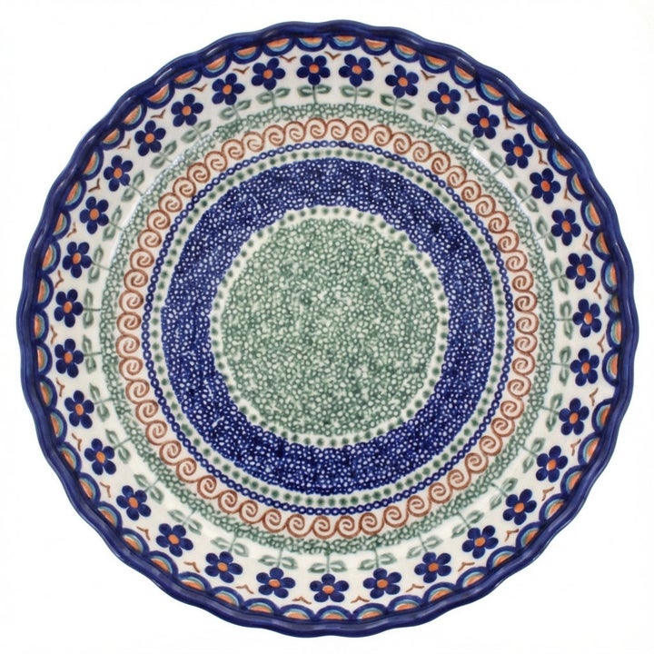 Vena Aztec Flower Pie Plate — Polish Pottery