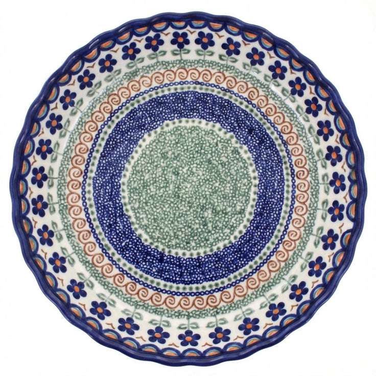Detail image of Vena Aztec Flower Pie Plate — Polish Pottery