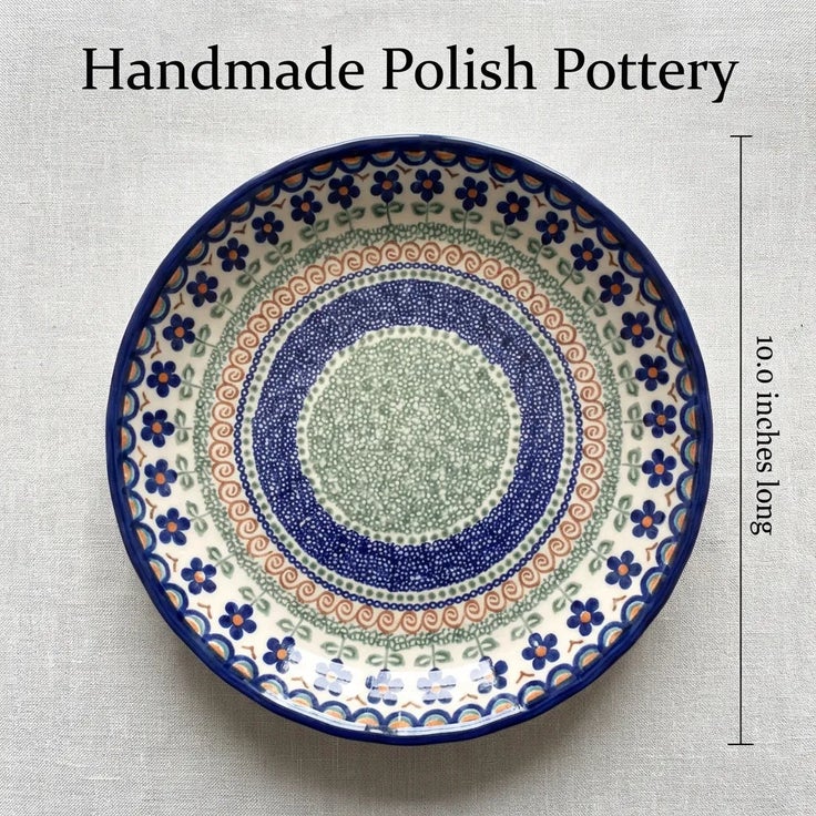 Detail image of Vena Aztec Flower Pie Plate — Polish Pottery