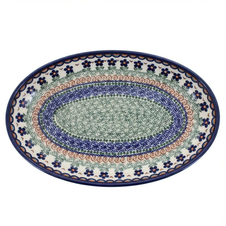Detail image of Vena Aztec Flower Large Serving Piece — Polish Pottery