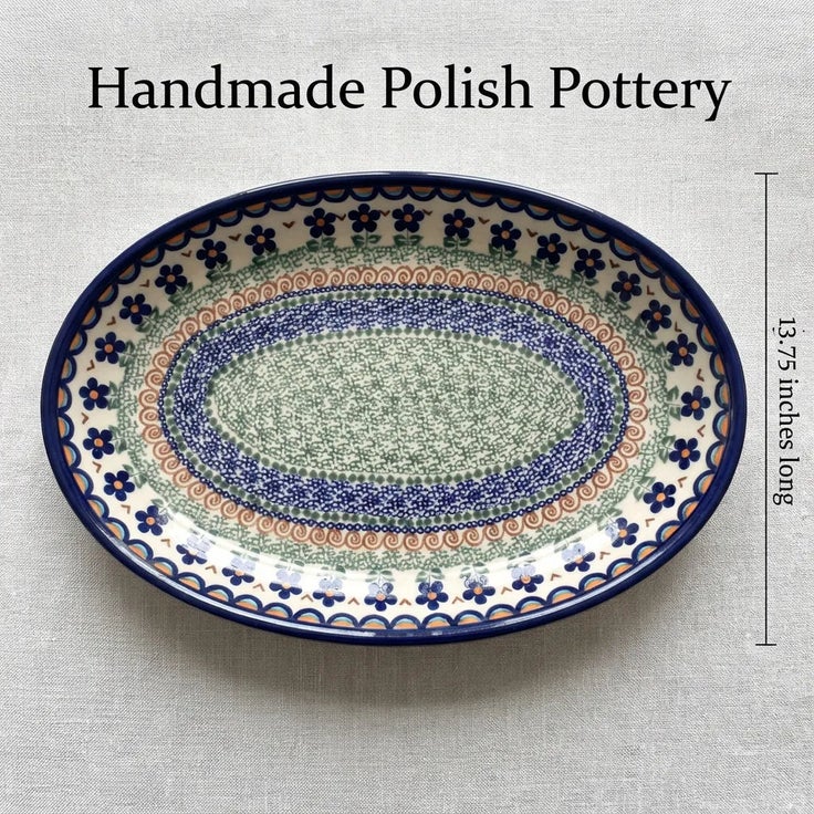 Detail image of Vena Aztec Flower Large Serving Piece — Polish Pottery