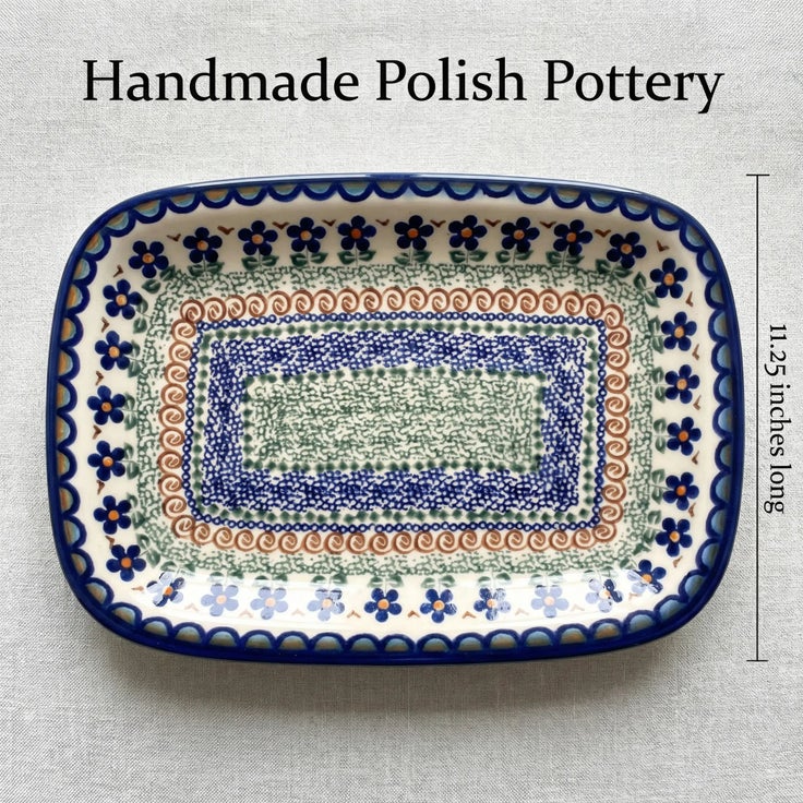 Detail image of Vena Aztec Flower Medium Serving Piece — Polish Pottery