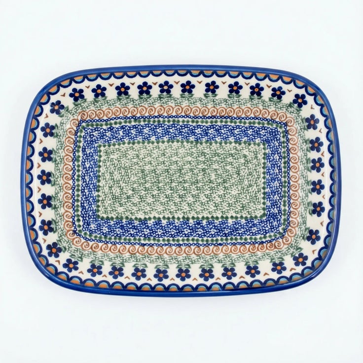 Detail image of Vena Aztec Flower Large Serving Piece — Polish Pottery