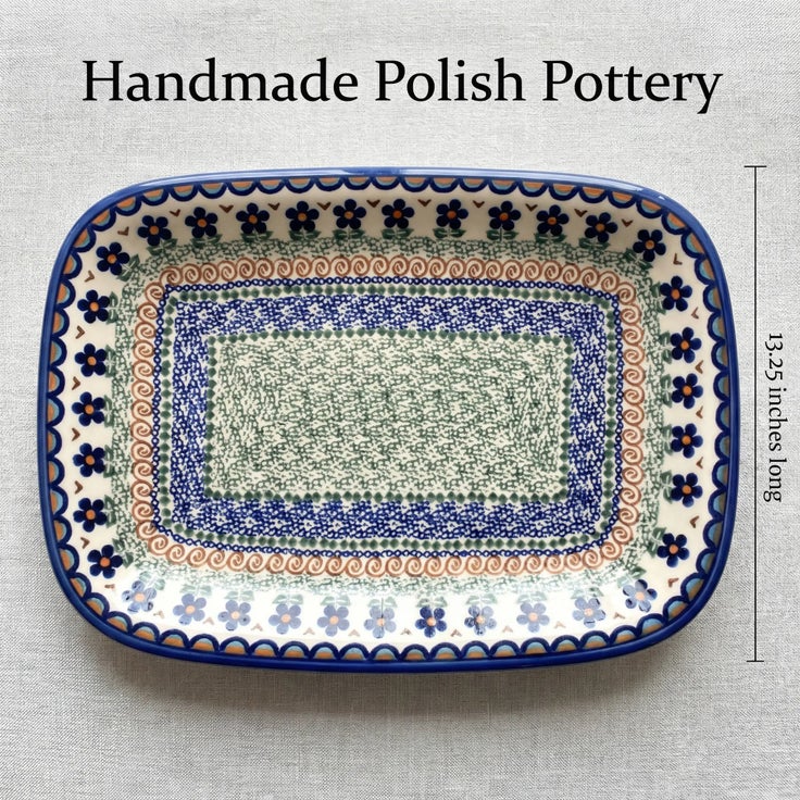 Detail image of Vena Aztec Flower Large Serving Piece — Polish Pottery