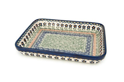 Detail image of Vena Aztec Flower Medium Bakeware — Polish Pottery