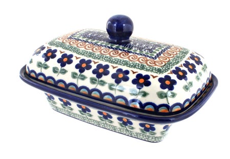 Vena Aztec Flower Butter Dish — Polish Pottery