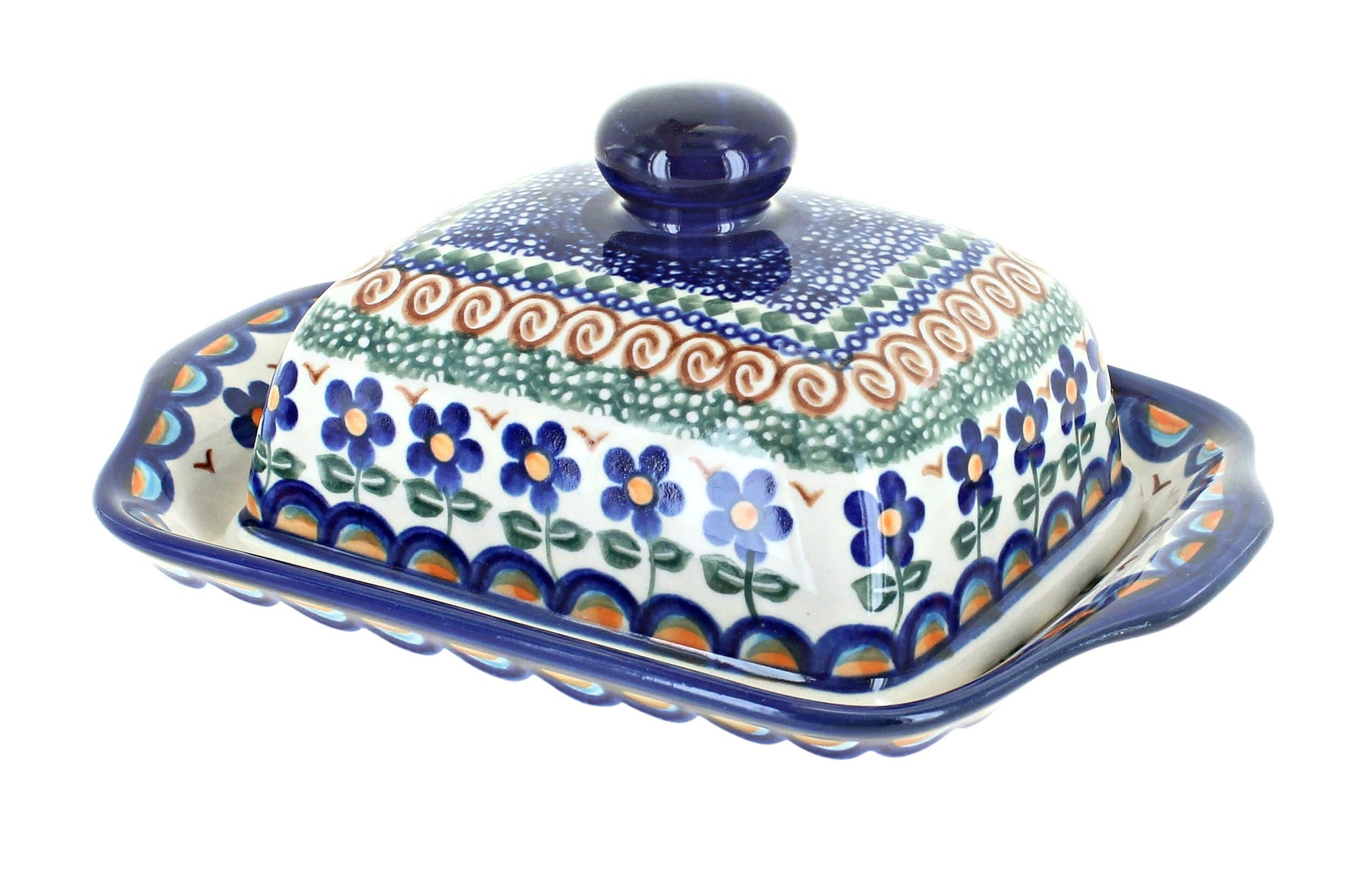 Vena Aztec Flower Butter Dish — Polish Pottery