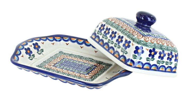 Detail image of Vena Aztec Flower Butter Dish — Polish Pottery