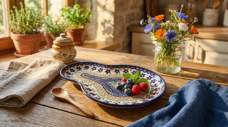Detail image of Vena Aztec Flower Dining Plates & Bowls — Polish Pottery