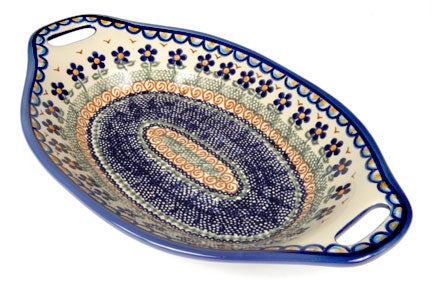 Detail image of Vena Aztec Flower Medium Serving Piece — Polish Pottery