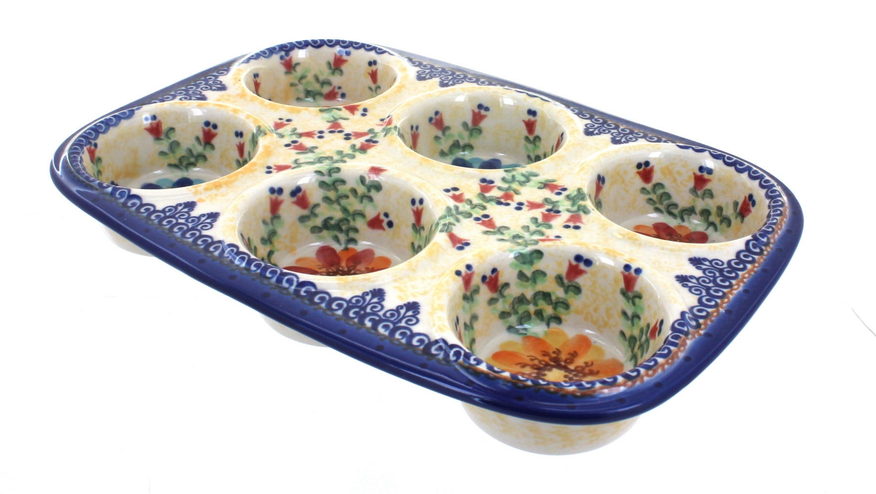 Vena Autumn Burst Muffin Pan — Polish Pottery