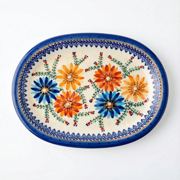 Detail image of Vena Autumn Burst Large Serving Piece — Polish Pottery