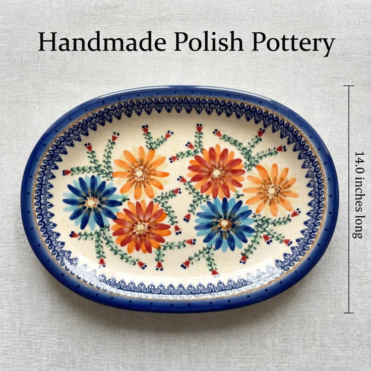 Detail image of Vena Autumn Burst Large Serving Piece — Polish Pottery