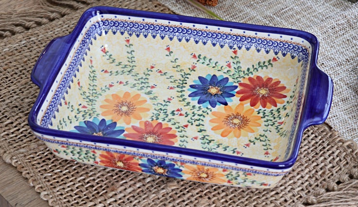 Detail image of Vena Autumn Burst Large Bakeware — Polish Pottery