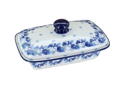 Ceramika Artystyczna Georgia Blue Butter Dish — Polish Pottery
