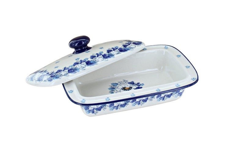 Detail image of Ceramika Artystyczna Georgia Blue Butter Dish — Polish Pottery