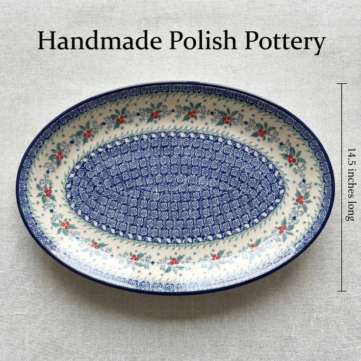 Detail image of Ceramika Artystyczna December Joy Large Serving Piece — Polish Pottery