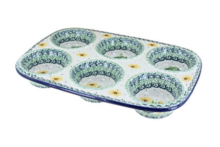 Ceramika Artystyczna Dandelion Muffin Pan — Polish Pottery
