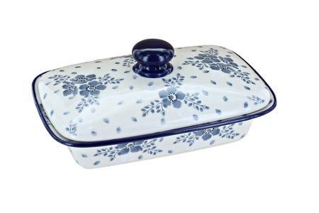 Ceramika Artystyczna Blue Fleur Butter Dish — Polish Pottery