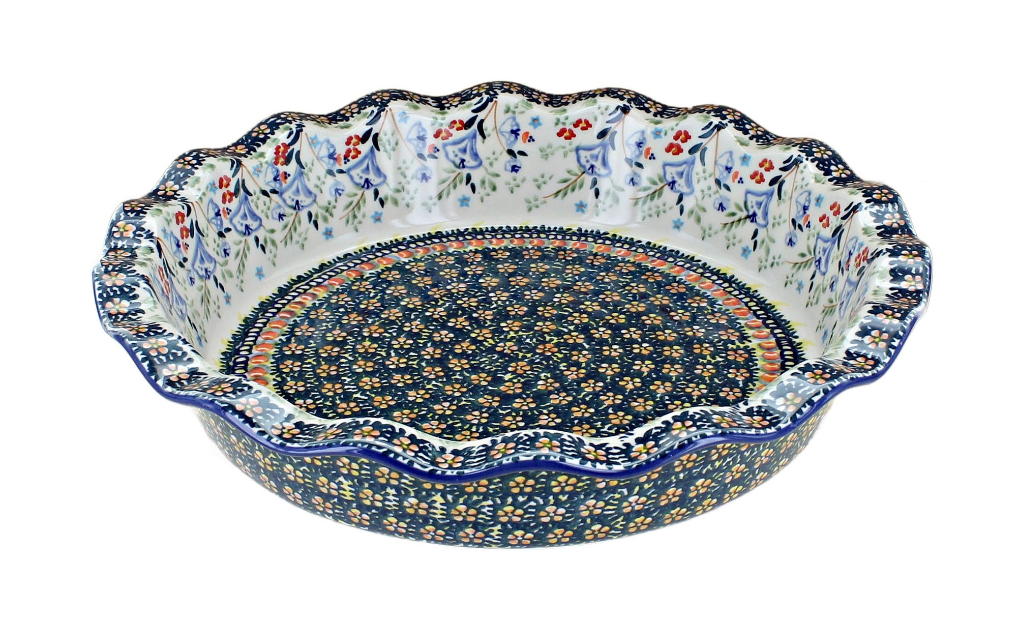 Manufaktura Periwinkle Pie Plate — Polish Pottery