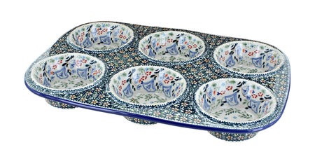 Manufaktura Periwinkle Muffin Pan — Polish Pottery