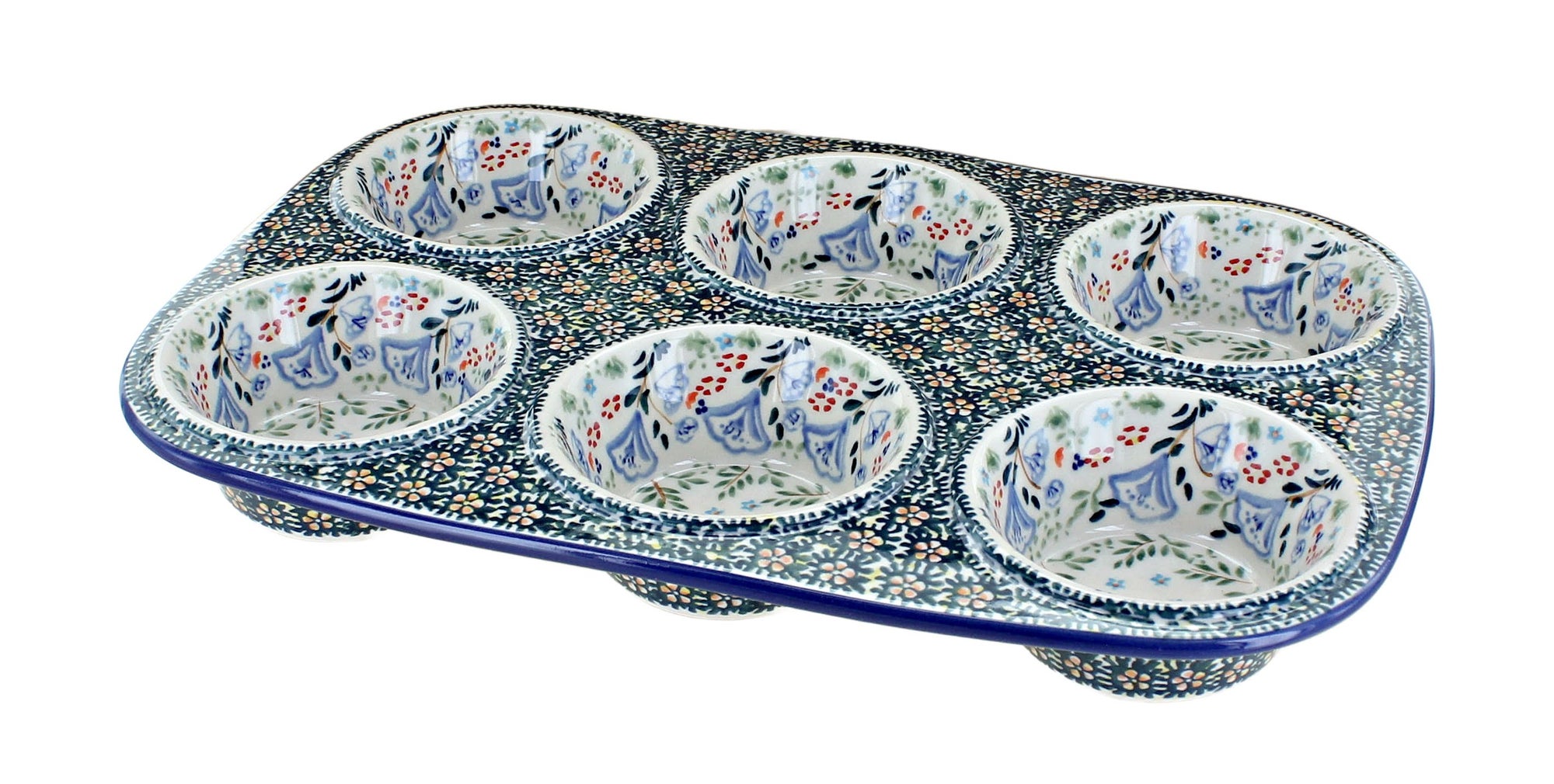 Manufaktura Periwinkle Muffin Pan — Polish Pottery