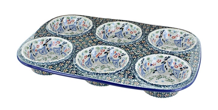 Manufaktura Periwinkle Muffin Pan — Polish Pottery