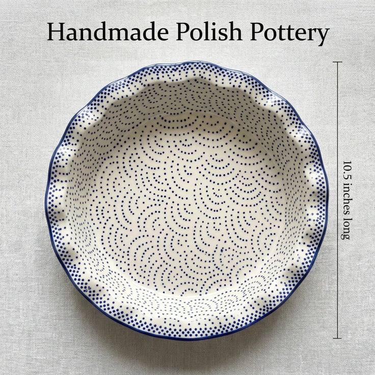 Detail image of Manufaktura Small Dots Pie Plate — Polish Pottery