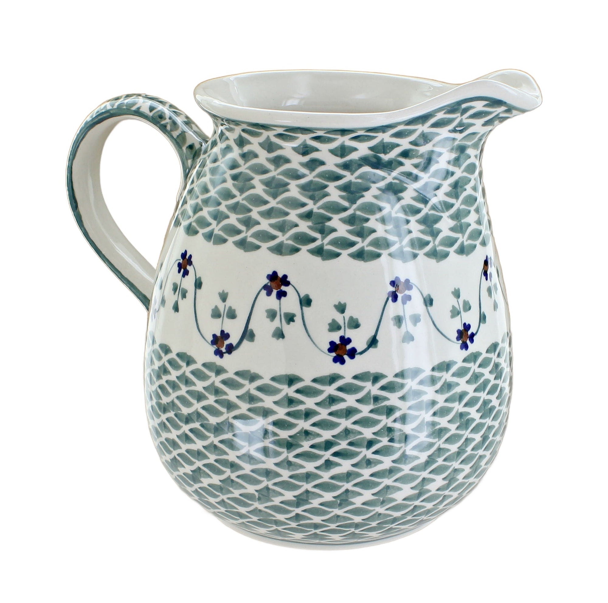Manufaktura Sage Floral Pitcher — Polish Pottery