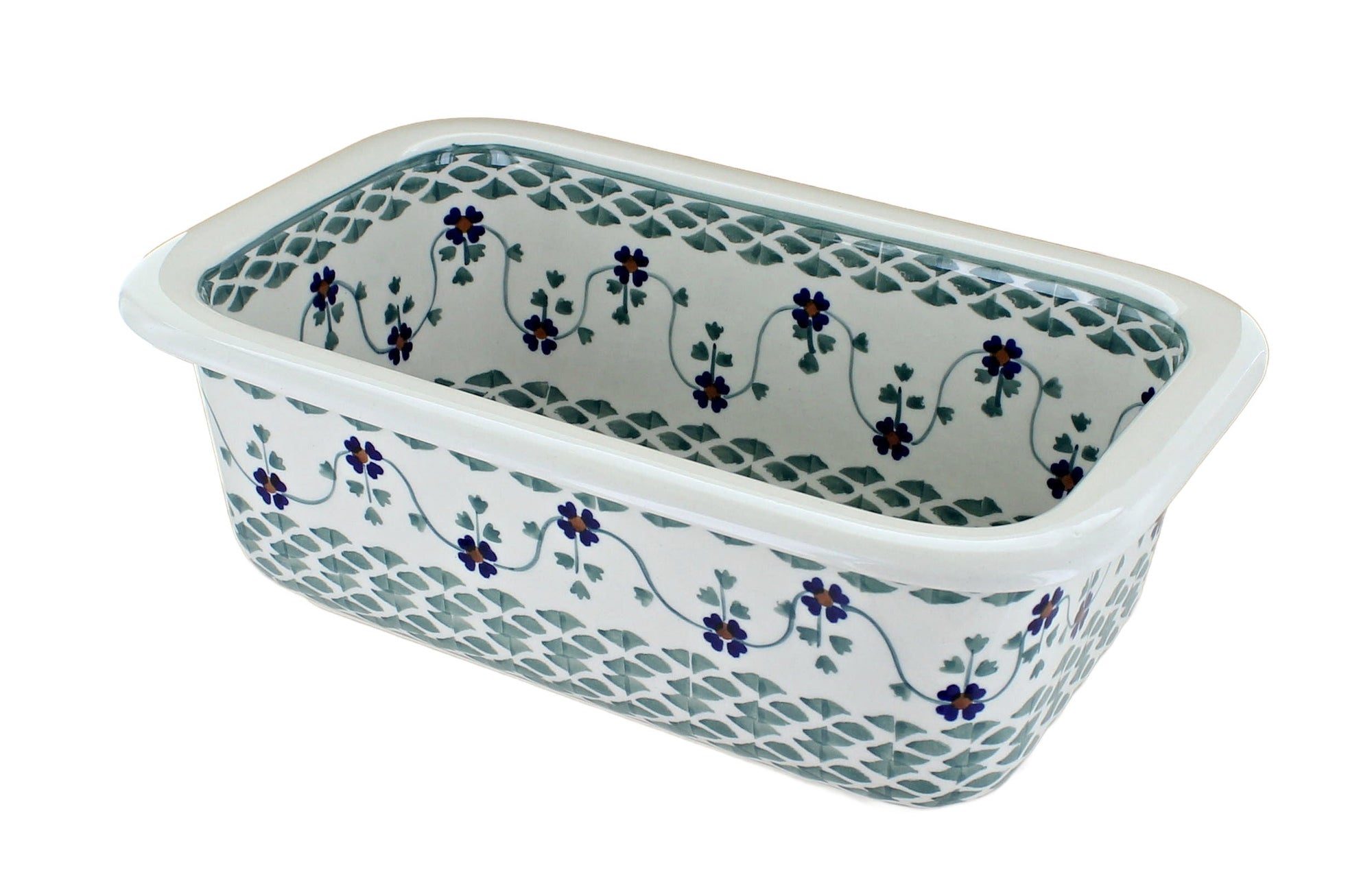 Manufaktura Sage Floral Loaf Baker — Polish Pottery