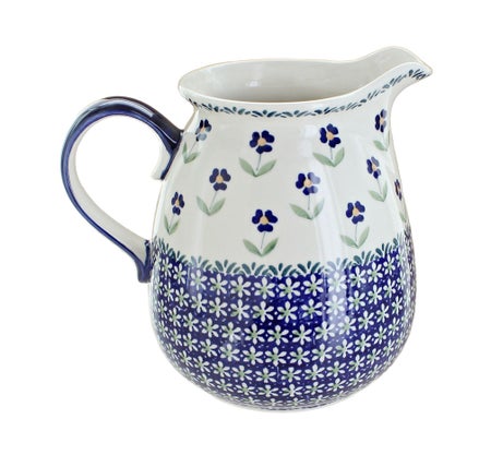 Manufaktura Blue Daisy Pitcher — Polish Pottery