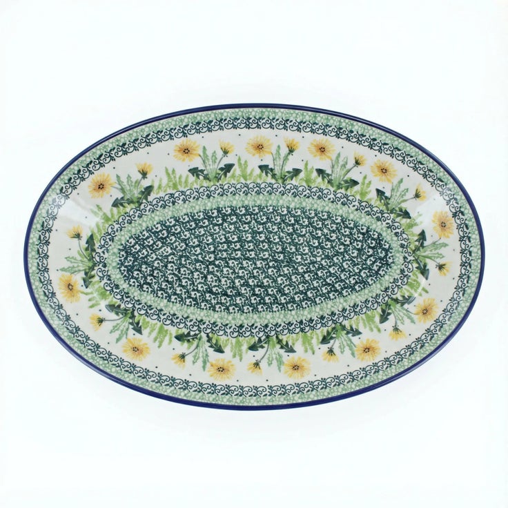 Detail image of Ceramika Artystyczna Dandelion Large Serving Piece — Polish Pottery