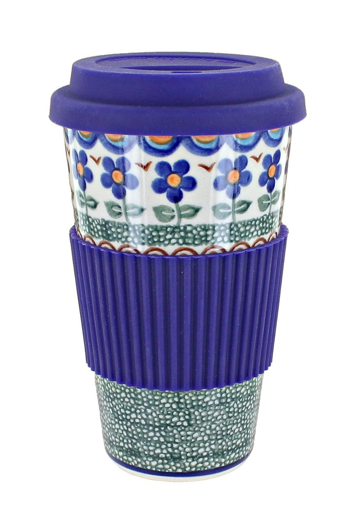 Detail image of Vena Aztec Flower Mug — Polish Pottery