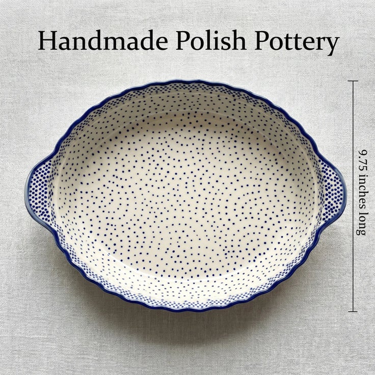 Detail image of Manufaktura Small Dots Pie Plate — Polish Pottery