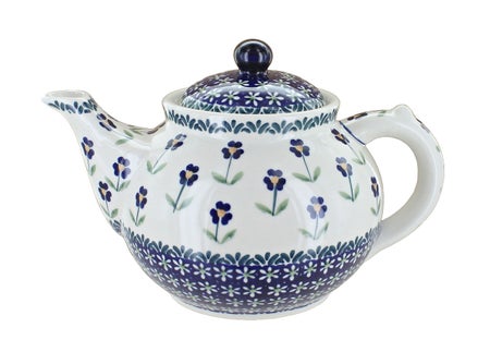 Manufaktura Blue Daisy Teapot — Polish Pottery