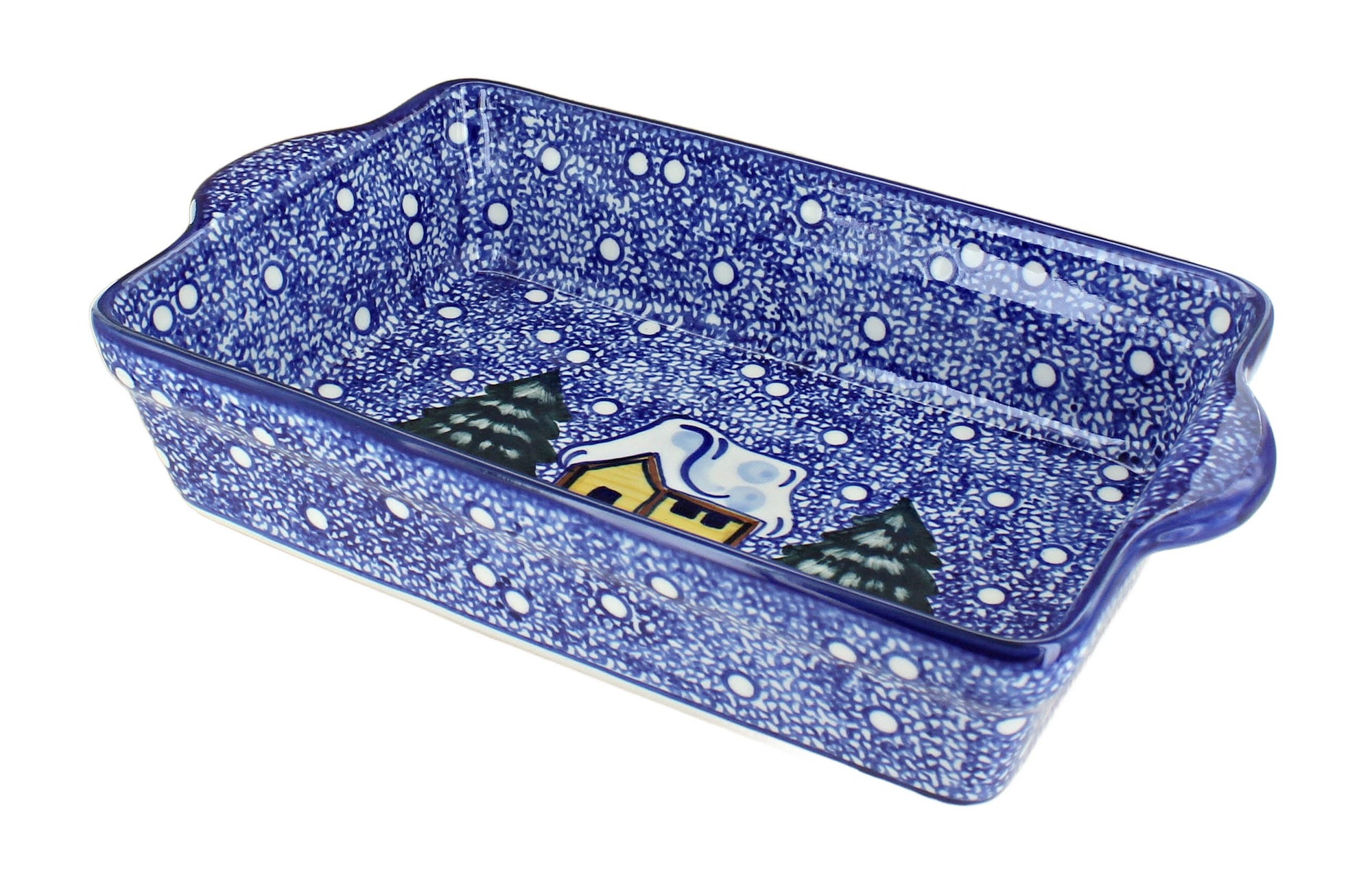 WR Unikat Winter Forest Loaf Baker — Polish Pottery
